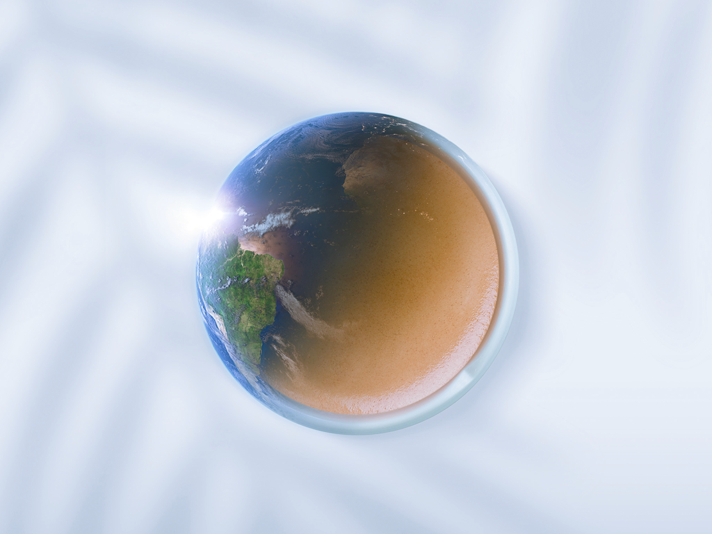 Nespresso case study "The Positive Cup" key visual depicting the Earth merge into a coffee cup