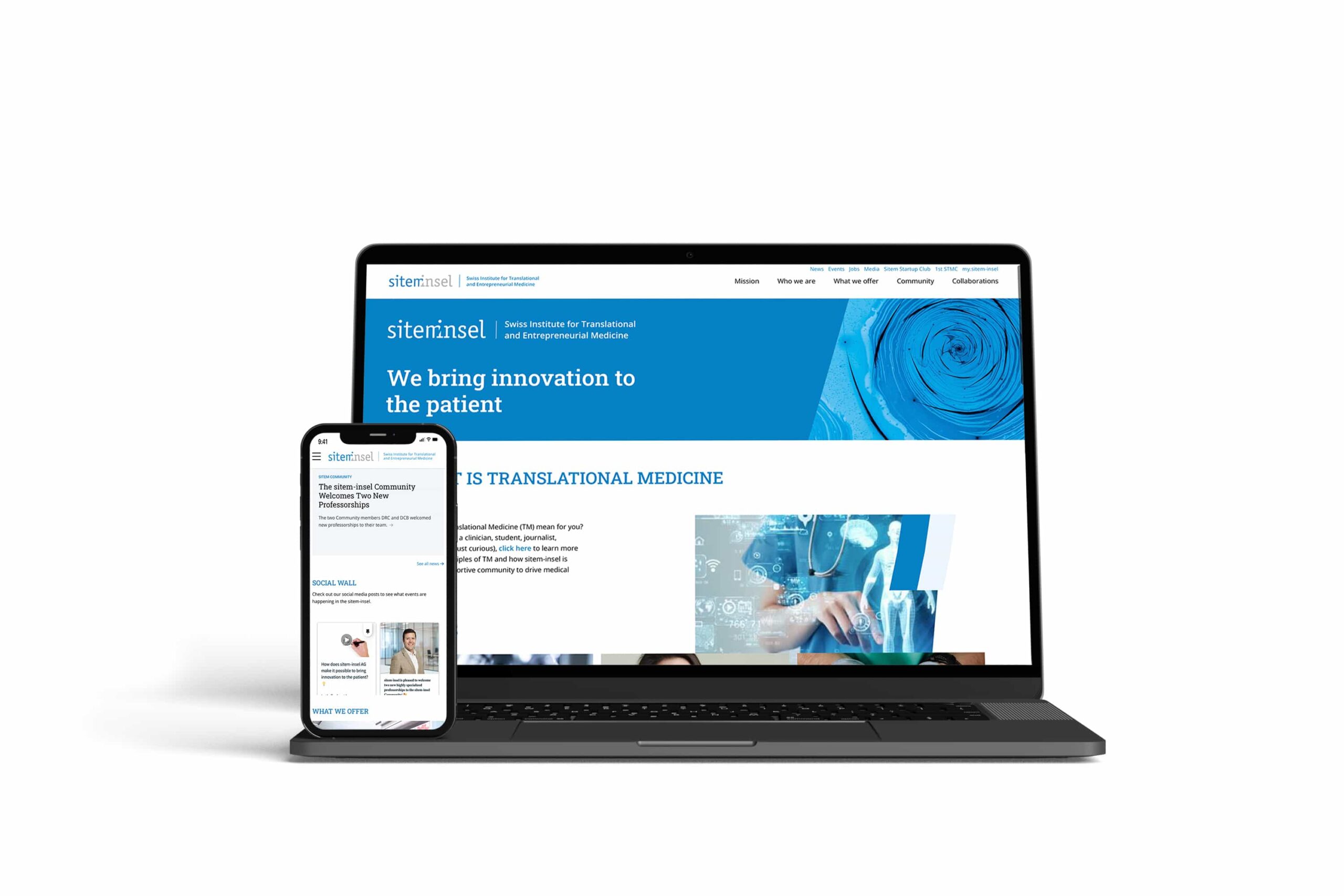 Mockup of SitemInsel website on laptop and phone
